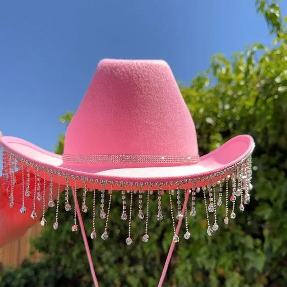 Handmade | Accessories | Pink Cowboy Hat Diamond Rhinestone  display picture 1